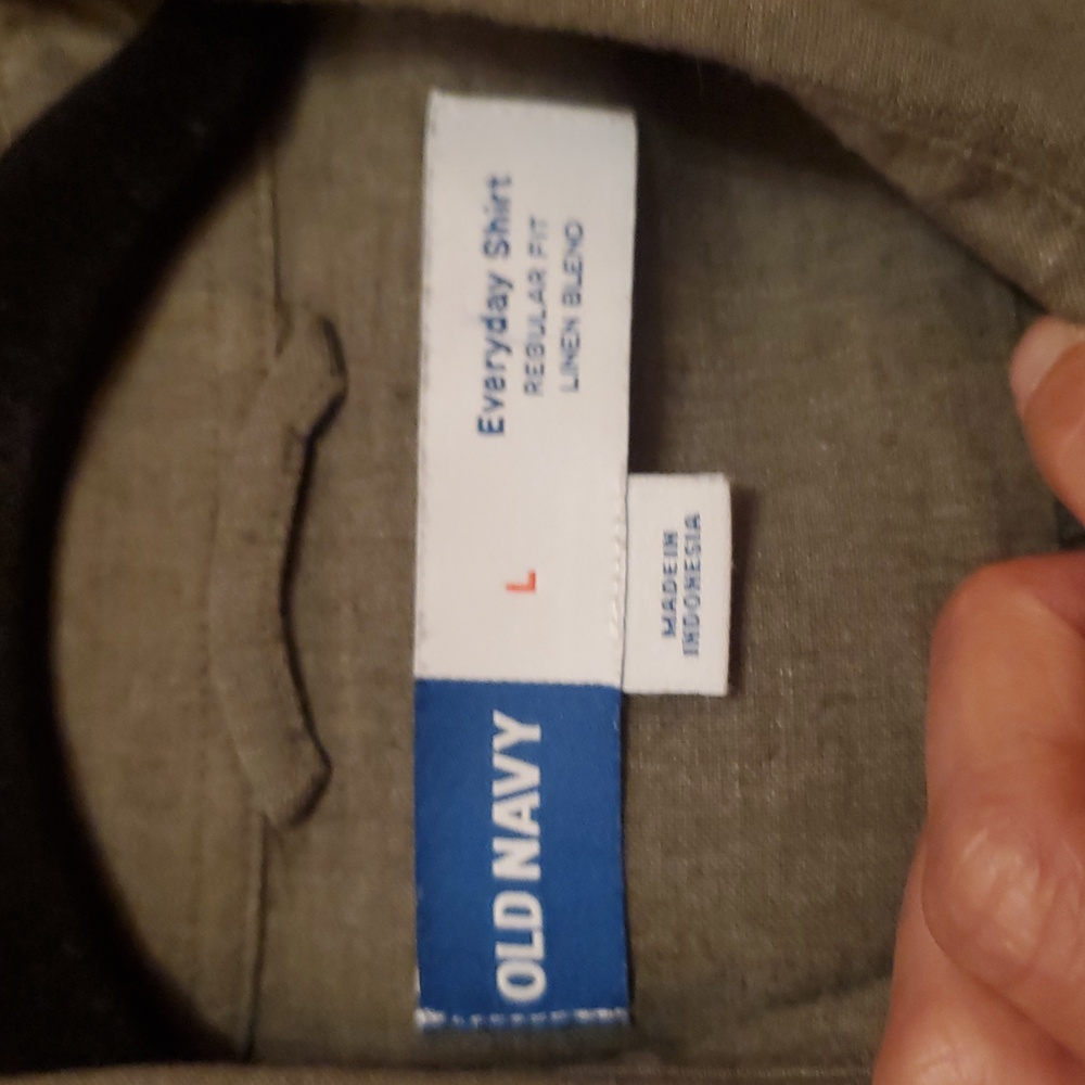 OLD NAVY SIZE LARGE LINEN BLEND Men's Khaki Shirt - Picture 7 of 8